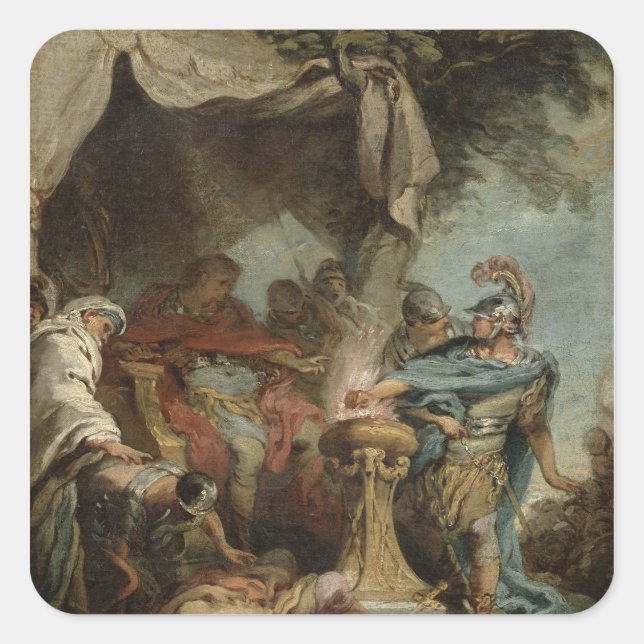 Mucius Scaevola before Porsenna Square Sticker (Front)