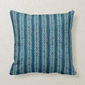 Mud Cloth Arrows Teal Blue Cushion
