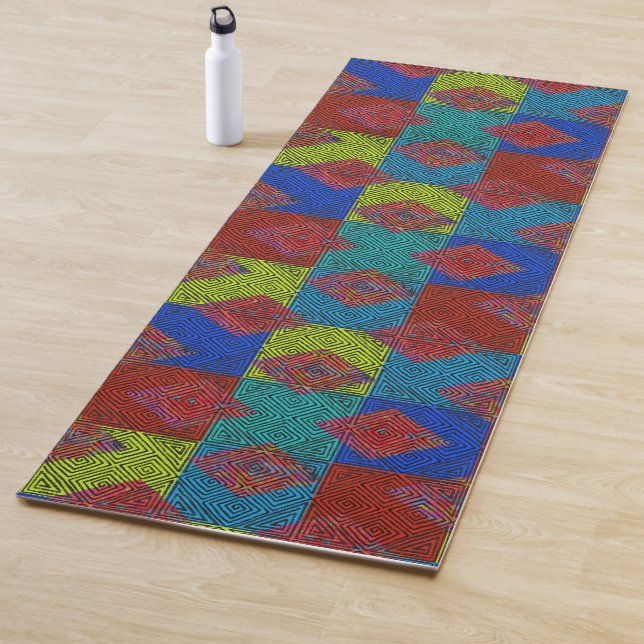 Mud Cloth Inspired Patchwork Two Sided Yoga Mat (In Situ)