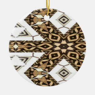Mud cloth pattern ceramic tree decoration