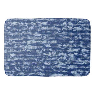Mud Cloth Stitch Stripes in Indigo Blue Bath Mat