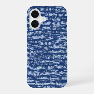 Mud Cloth Stitch Stripes in Indigo Blue iPhone 16 Case