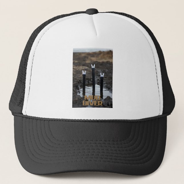 Mud Diver white and black foam trucker hat (Front)