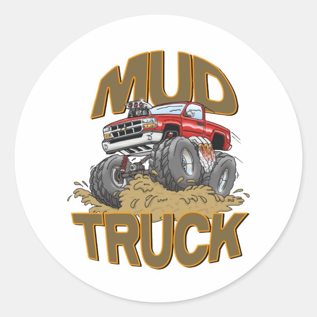 Mud Truck Chevy Classic Round Sticker (Front)
