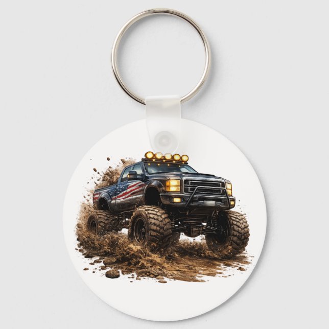 Mud Truck Power – Off-Road Beast Design Key Ring (Front)