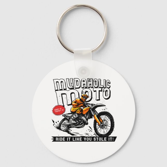 Mudaholic Moto Dirt Bike Motocross Motorcycle  Key Key Ring (Front)