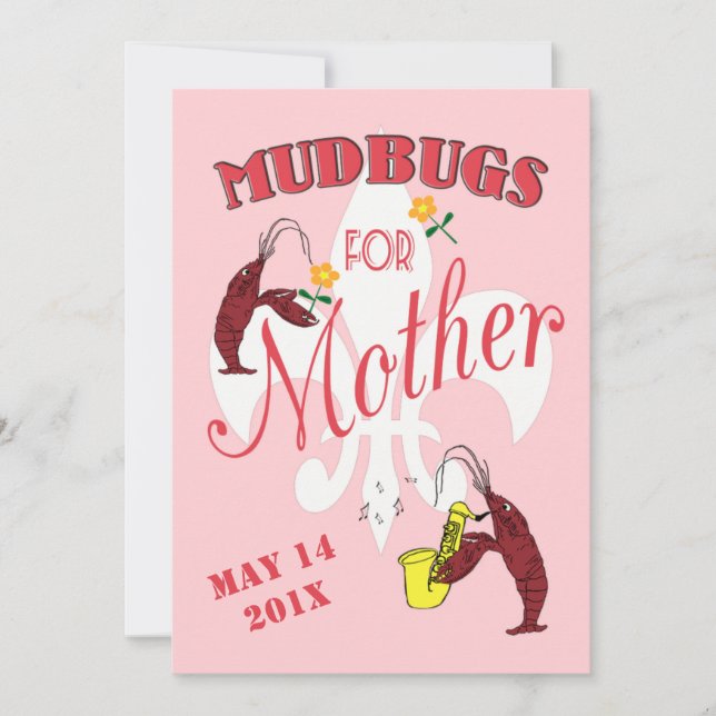 Mudbugs For Mother Crawfish Boil Invitation (Front)
