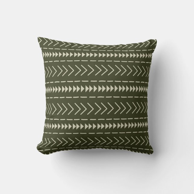 Mudcloth Forest Green Cushion (Front)