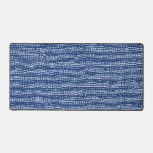 Mudcloth Stitch Stripes in Indigo Blue Desk Mat