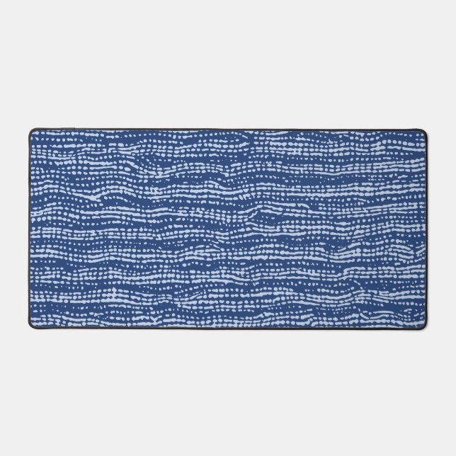 Mudcloth Stitch Stripes in Indigo Blue Desk Mat (Front)