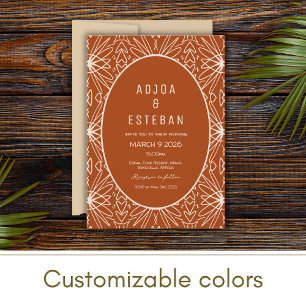 Mudcloth Tribal Pattern Boho Wedding Invitation