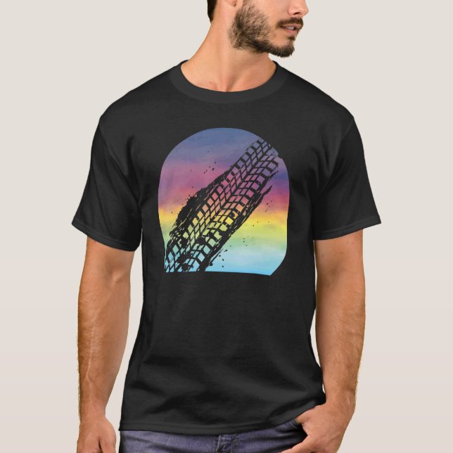 Mudding Retro Sunset Cute Mudding Tire Track Atv O T-Shirt (Front)