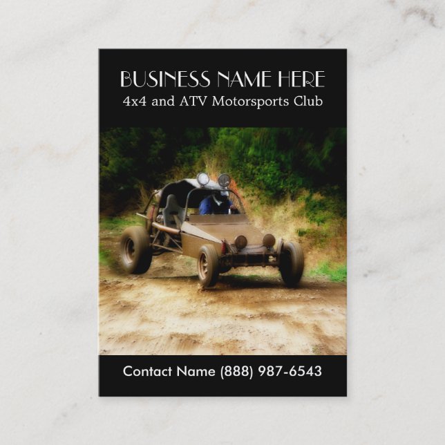 Muddy ATV Dune Buggy Motorsports Club Business Card (Front)