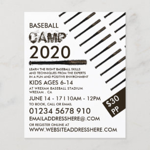 Muddy Baseball Bat, Baseball Camp Advertising Flyer