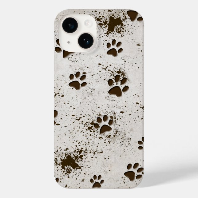 Muddy Dog Paw Prints Case-Mate iPhone Case (Back)