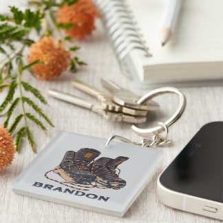 Muddy Hiking Boots Personalised Outdoor Adventure Key Ring