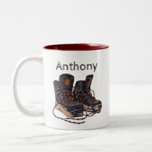 Muddy Hiking Boots Personalized Outdoor Adventure Two-Tone Coffee Mug