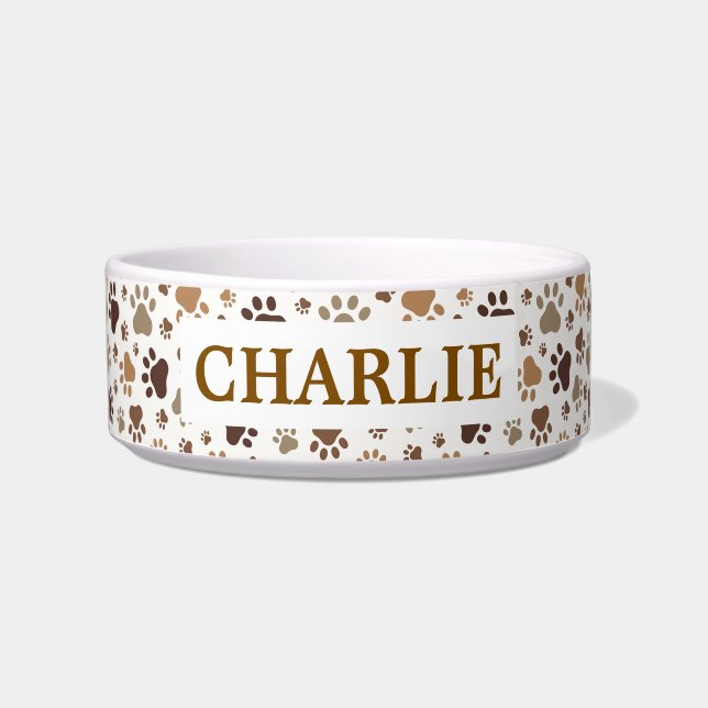 Muddy Paw Prints - Customisable Pet Food Bowl (Front)