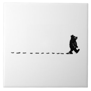 Muddy Pooh Walking and Leaving Paw Prints Tile