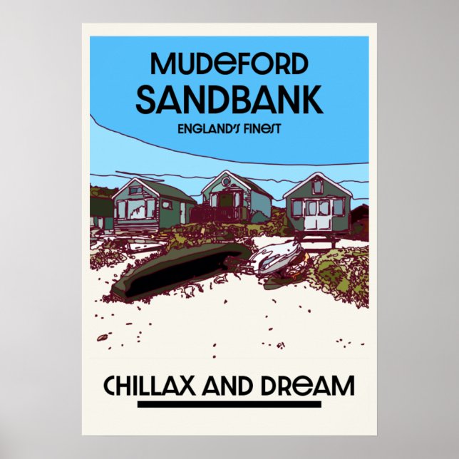 Mudeford Sandbank English Beach Art Poster (Front)