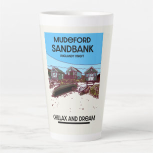Mudeford Sandbank English Beach Art Serving Tray Latte Mug