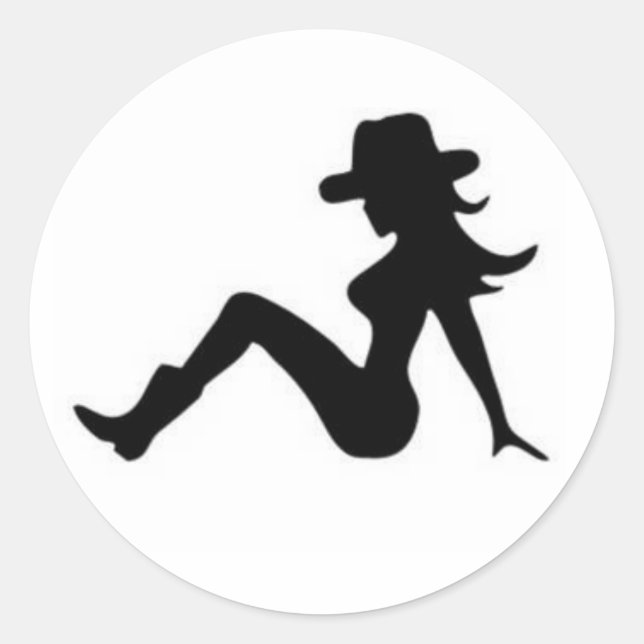 mudflap cowgal classic round sticker (Front)