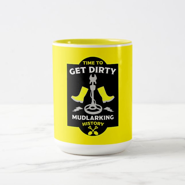 Mudlarking Treasure Hunting Two-Tone Coffee Mug (Center)