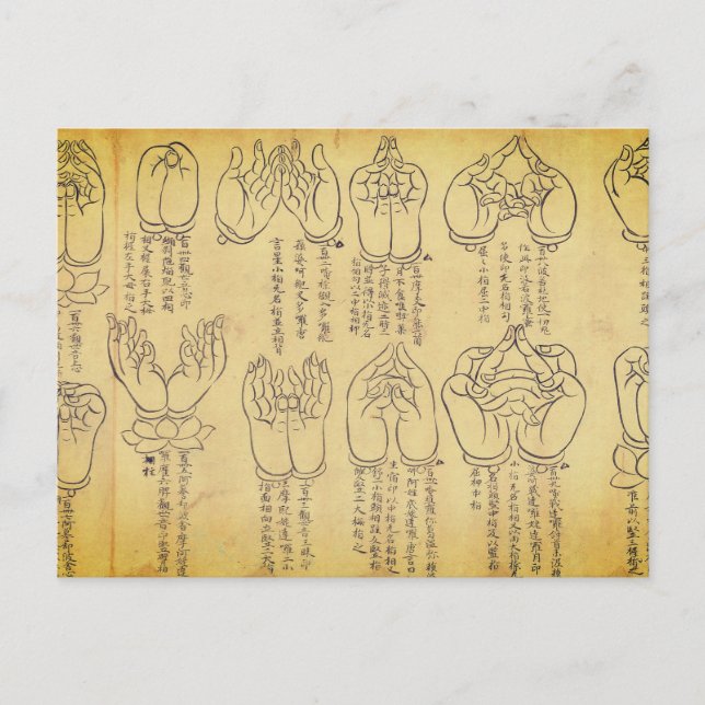 Mudras (12th-century Japanese scroll) Postcard (Front)
