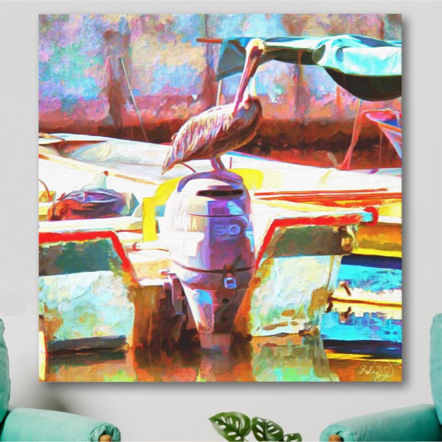 Muelle Los Peines Pelican 0463 Art Canvas Print (Creator Uploaded)