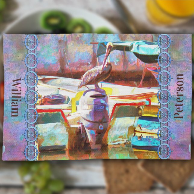 Muelle Los Peines Pelican 0463 Tea Towel (Creator Uploaded)