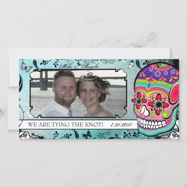 Muerte Sugar Skull Calaveras Save the Date (Front)