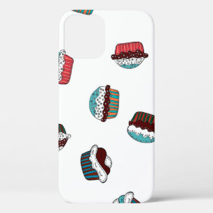 Muffin. Happy birthday cupcake background in white iPhone 12 Case