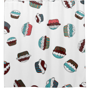 Muffin. Happy birthday cupcake background in white Shower Curtain