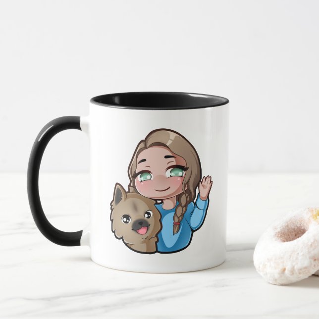 Muffin & Lille Venn Chibi mug (With Donut)