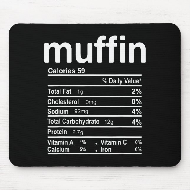 Muffin Nutrition Facts Funny Thanksgiving Christma Mouse Mat (Front)