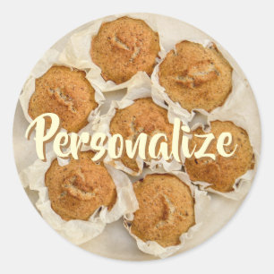 Muffin pan of gourmet muffins in parchment paper Classic Round Sticker