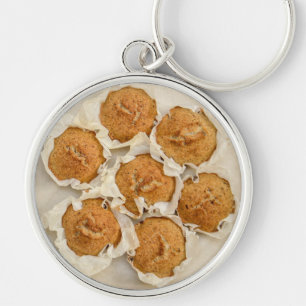 Muffin pan of gourmet muffins in parchment paper Key Ring