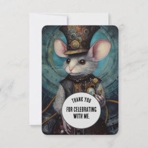 Muffin Thank You Steampunk animal Custom Card