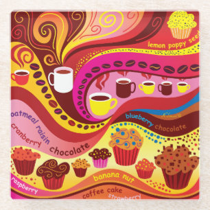 Muffins and Coffee Glass Coaster