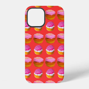 Muffins, cupcakes with white and pink cream on a r iPhone 12 case