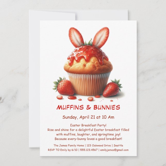 Muffins & Mornings – Easter Breakfast Party  Invitation (Front)