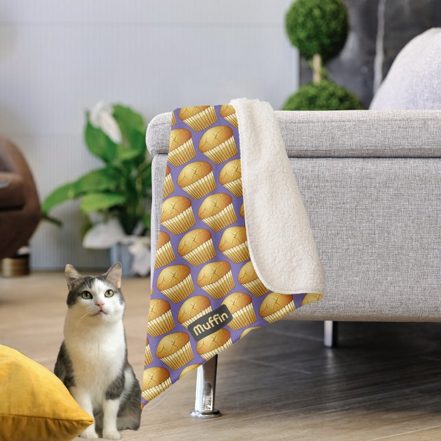 Muffins Pattern with Custom Name - Little Cakes Sherpa Blanket (Creator Uploaded)