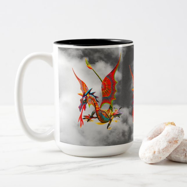 Mug - 0110 - Red Dragon (With Donut)
