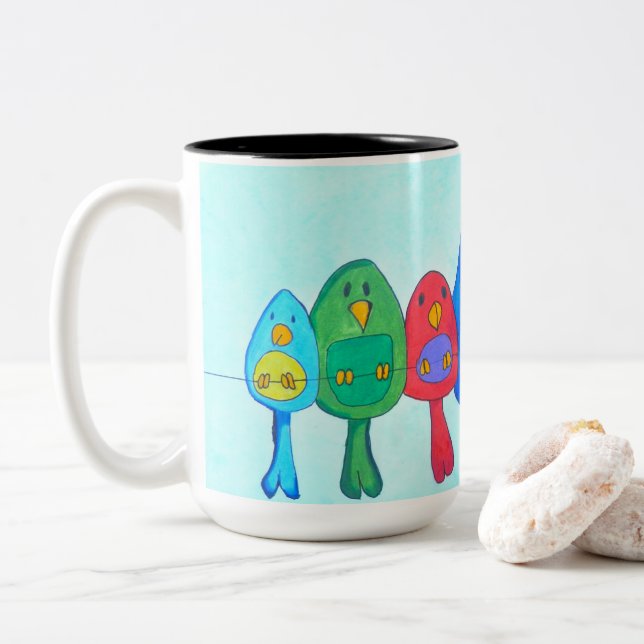 Mug - 013 - Birds on the wire (With Donut)