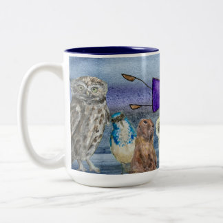Mug#2 Joanna Flying over Animals Two-Tone Coffee Mug