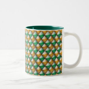 Mug - 3-D Diamonds in Green and Gold