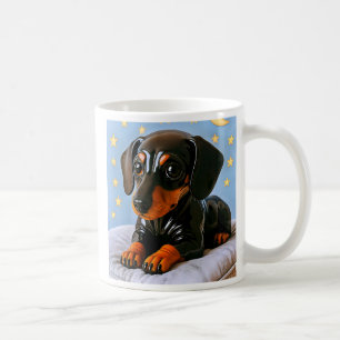 Mug 3D black puppy soft and soothing starry backgr