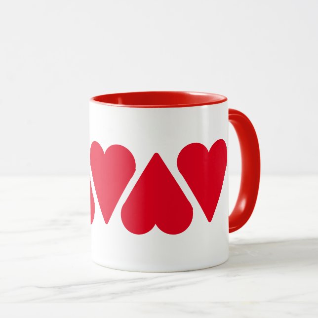 Mug - 5 Red Hearts (Front Right)