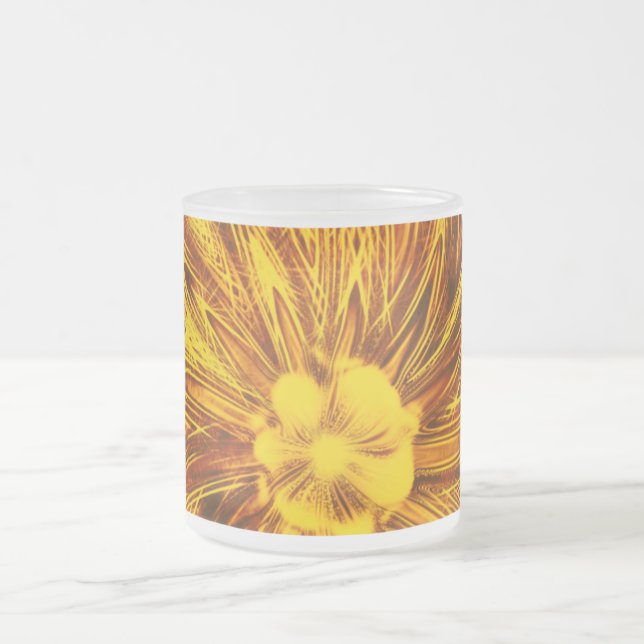 Mug Abstract Lines Yellow Flower (Center)