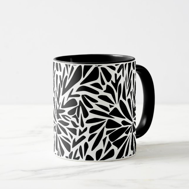 Mug Abstract modern seamless monochrome floral sty (Front Right)